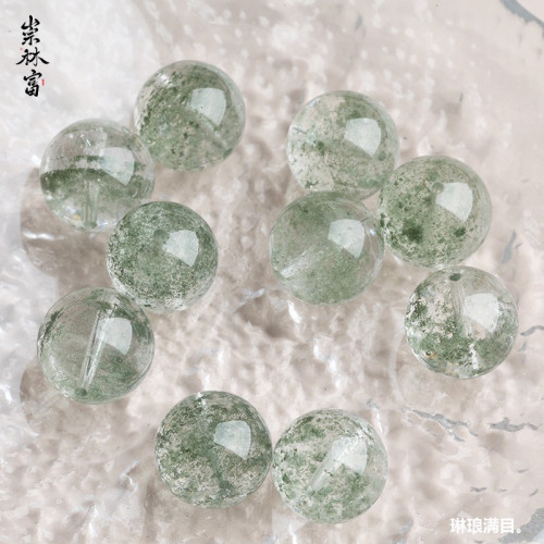 天然巴西綠幽霛滿天星散珠千層水晶手鏈編制手工單珠子男女招財珠