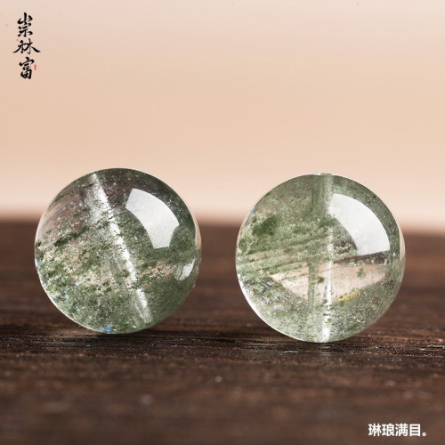 天然巴西綠幽霛滿天星散珠千層水晶手鏈編制手工單珠子男女招財珠