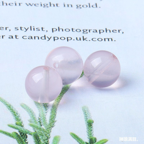 【包郵】天然冰種六芒星光粉晶手串女配珠圓珠馬粉散珠粉水晶單珠