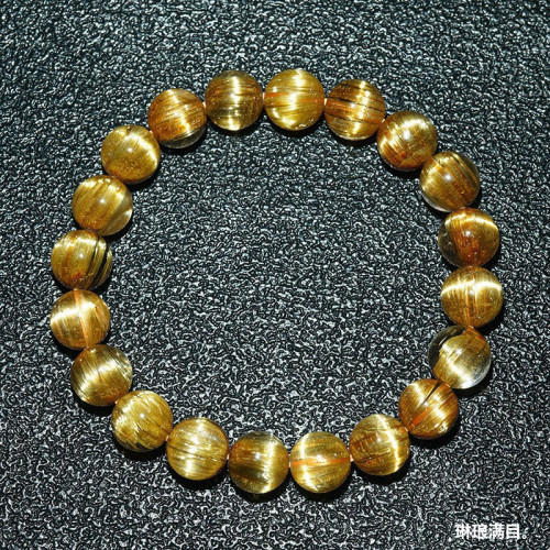 天然水晶巴西金髮晶手鏈男女款鈦晶情侶款手鏈招財轉運天然單圈女
