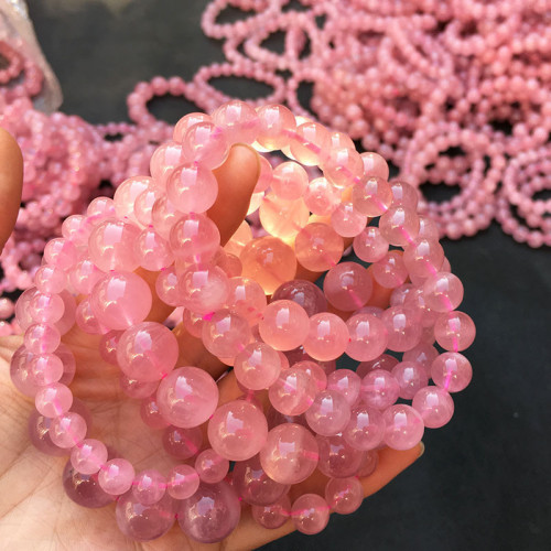 鈺晶閣天然冰種馬達加斯加粉水晶手鏈女果凍體手串轉運招桃花禮物