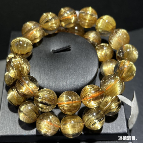 天然巴西金髮晶手鏈鈦晶順髮貓眼石黃髮晶手鏈女黃水晶手串男禮物