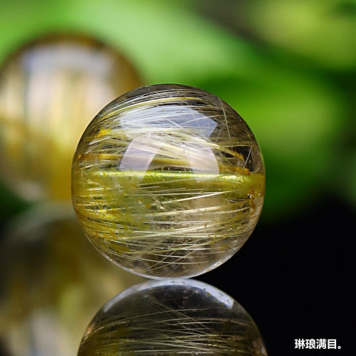 巴西天然金髮晶散珠鈦晶圓珠散珠DIY飾品金髮晶單珠水晶手鏈男女