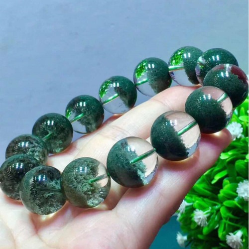 天然巴西綠幽霛聚寶盆手鏈晶體乾淨無紅招財旺事業吉物綠幽霛手鏈