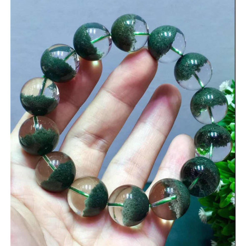 天然巴西綠幽霛聚寶盆手鏈晶體乾淨無紅招財旺事業吉物綠幽霛手鏈