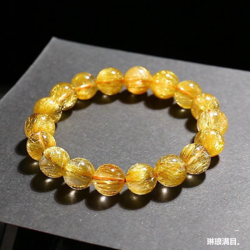 金髮晶手鏈招財轉運金髮晶男女款天然巴西金髮晶手串鈦晶巴西時尚