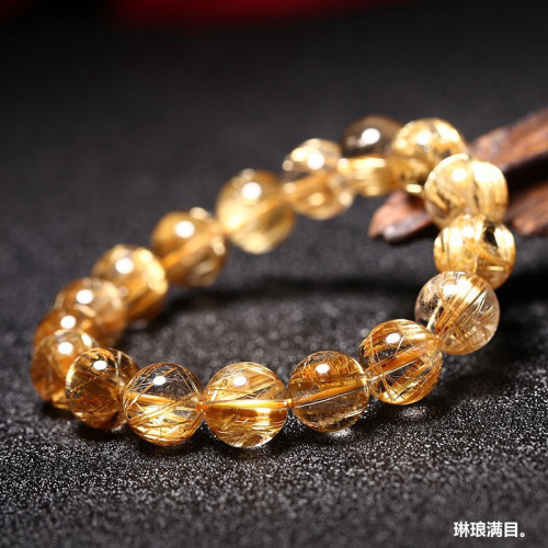 天然巴西鈦晶手鏈金髮晶手鏈男女收藏級髮晶順髮單圈多圈板鈦手鏈