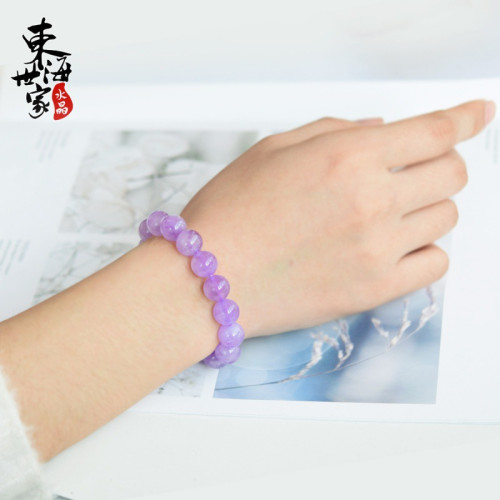 天然水晶紫水晶手鏈薰衣草紫晶單圈手串男女款水晶本命年飾品禮物
