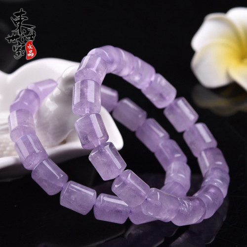 天然水晶紫水晶手鏈薰衣草紫晶單圈手串男女款水晶本命年飾品禮物