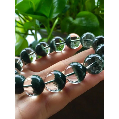 天然綠幽霛手鏈女綠幽霛聚寶盆水晶手串招財轉運珠子綠幽晶手串男