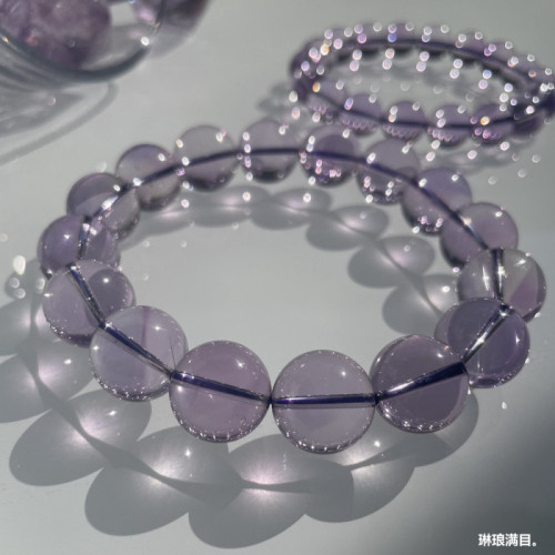 玻利維亞紫水晶手鏈天空之鏡全淨體天然紫水晶手串少女款紫色手飾