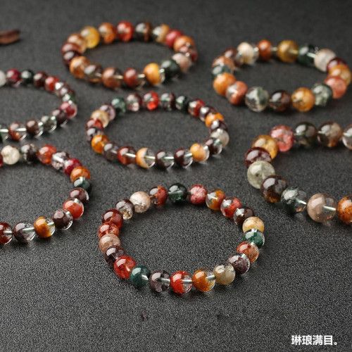 晶挑細選天然巴西四季彩幽霛聚寶盆手鏈招財男女手串四季幽霛手鏈
