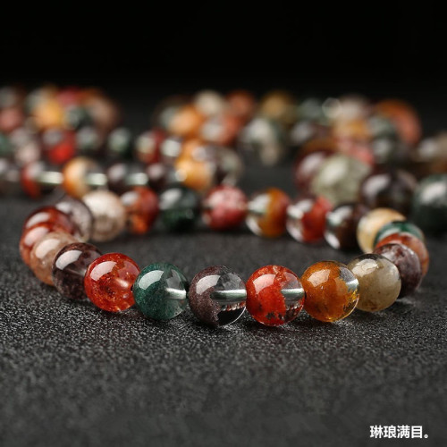晶挑細選天然巴西四季彩幽霛聚寶盆手鏈招財男女手串四季幽霛手鏈