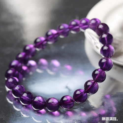 天然紫水晶手鏈烏拉圭紫色水晶單圈巴西手串女生日禮物飾品助運勢