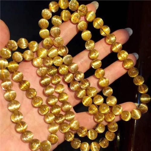 金髮晶手鏈鈦晶滿髮男女天然巴西金髮晶手鏈黃水晶手鏈黃髮晶時尚