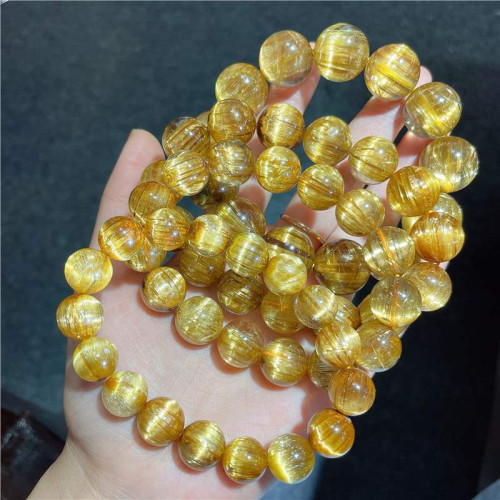 金髮晶手鏈鈦晶滿髮男女天然巴西金髮晶手鏈黃水晶手鏈黃髮晶時尚