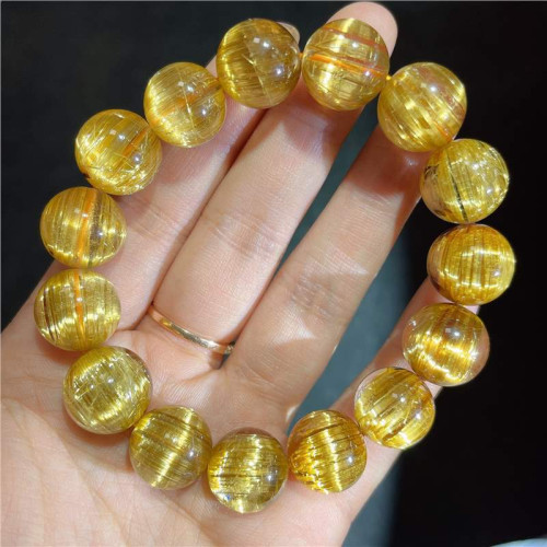 金髮晶手鏈鈦晶滿髮男女天然巴西金髮晶手鏈黃水晶手鏈黃髮晶時尚