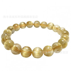 天然金髮晶手鏈女巴西水晶金鈦晶黃髮晶黃水晶石維納斯手串男批髮