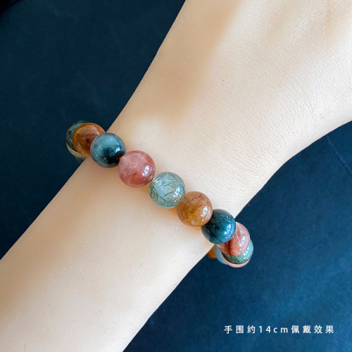 多寶彩髮晶手鏈女男紅兔毛多寶水晶手串單圈時尚飾品情侶禮物新款