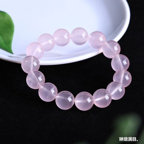 7A級果凍透體粉水晶手鏈芙蓉粉精品小衆款粉水晶手串浪漫粉女禮物