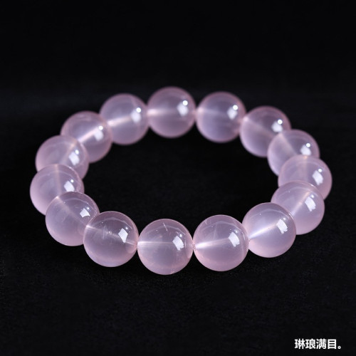 7A級果凍透體粉水晶手鏈芙蓉粉精品小衆款粉水晶手串浪漫粉女禮物