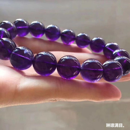 紫水晶手鏈天然濃鬱紫烏拉圭紫晶紫水晶手串少女款飾品送禮物時尚