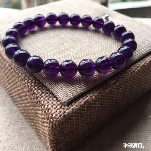紫水晶手鏈天然濃鬱紫烏拉圭紫晶紫水晶手串少女款飾品送禮物時尚