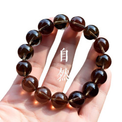 嫁妝級天然東海高矽茶水晶手鏈茶晶手串男女款菸晶送禮時尚飾品女
