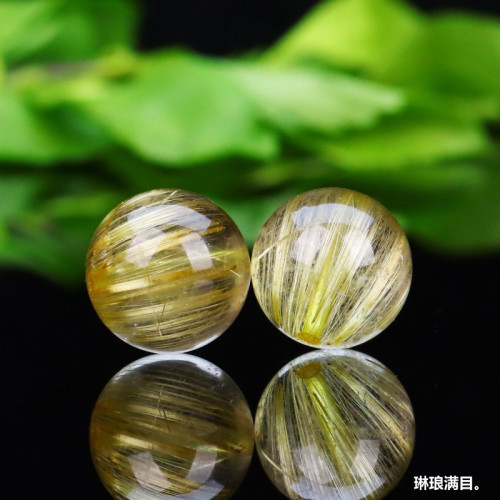 【包郵】收藏級巴西天然金髮晶散珠鈦晶圓珠金髮晶單珠DIY飾品女