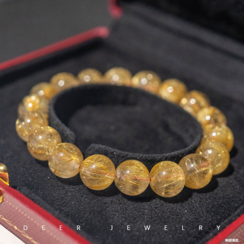 天然金髮晶手鏈女巴西水晶金鈦晶黃髮晶黃水晶石維納斯手串男送禮