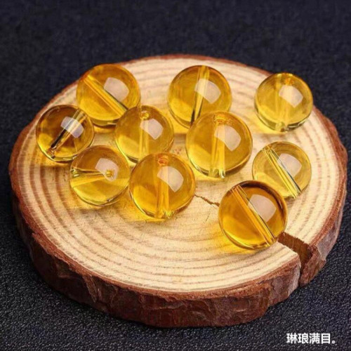 收藏級天然巴西黃水晶散珠全淨體黃水晶單珠單顆手串男女配珠批髮