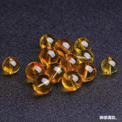 收藏級天然巴西黃水晶散珠全淨體黃水晶單珠單顆手串男女配珠批髮
