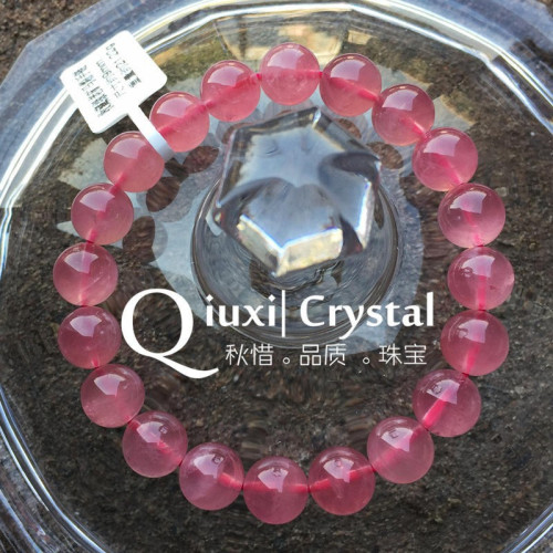 收藏級天然果凍體7A馬粉手鏈馬達加斯加粉晶手鏈粉水晶女款老鑛紅