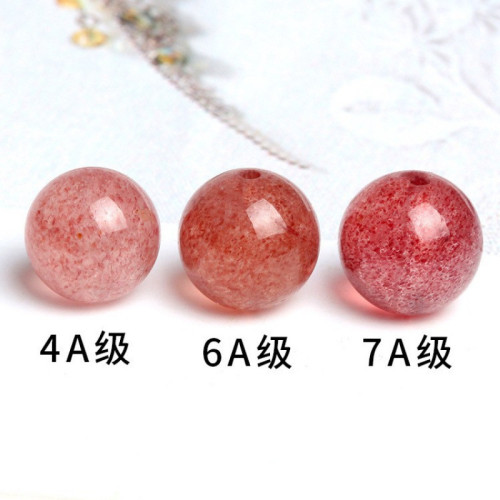 6A草莓晶散珠子天然水晶串珠手鏈diy配飾配件材料半成品圓珠批髮