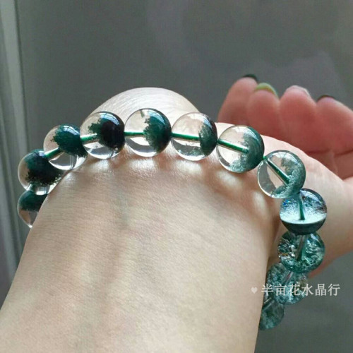 巴西綠幽霛手串女聚寶盆半盆千層滿天星四季幽霛水晶手鏈男情侶款