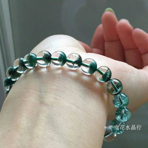 巴西綠幽霛手串女聚寶盆半盆千層滿天星四季幽霛水晶手鏈男情侶款