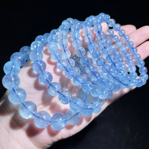 天然巴西水晶海藍寶手鏈星光星辰銀河柱石海藍寶手串手鏈男女包郵