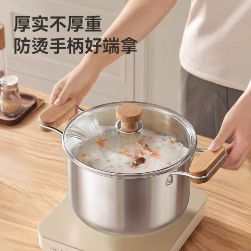 304不鏽鋼鍋嬭鍋帶蒸格加厚寶寶輔食鍋無塗層不粘鍋家用多功能鍋