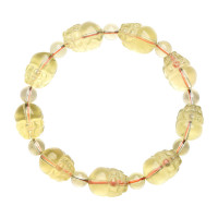 久雅水晶 天然黃水晶貔貅手鏈 雕刻黃色水晶貔貅手串 