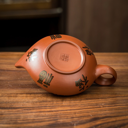 原鑛大象變色大紅袍鳳鳴壺髮財壺宜興紫砂壺深井老紫泥出水鳥叫壺