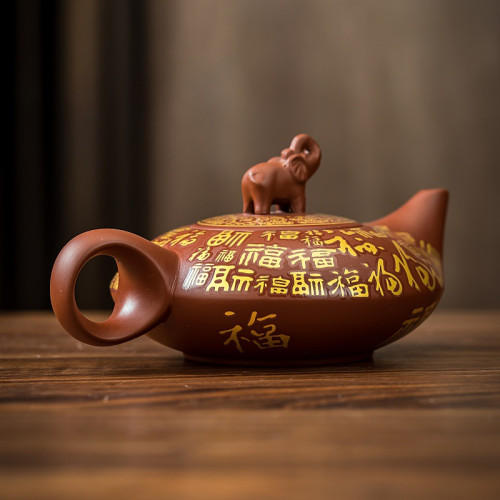 原鑛大象變色大紅袍鳳鳴壺髮財壺宜興紫砂壺深井老紫泥出水鳥叫壺