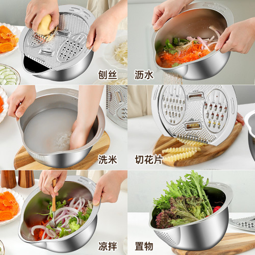 316不鏽鋼瀝水籃304多功能洗菜盆淘米新款洗米篩家用食品級濾水籃