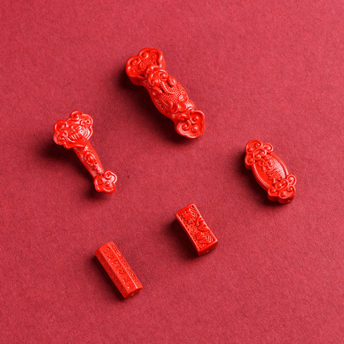 久雅水晶 天然高含量原鑛紅砂如意 福牌貔貅DIY配件飾品隔珠 批髮