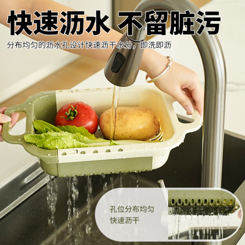 廚房瀝水籃可調大小水池創意瀝水架洗碗池洗瓜果菜可伸縮淘菜盆籃