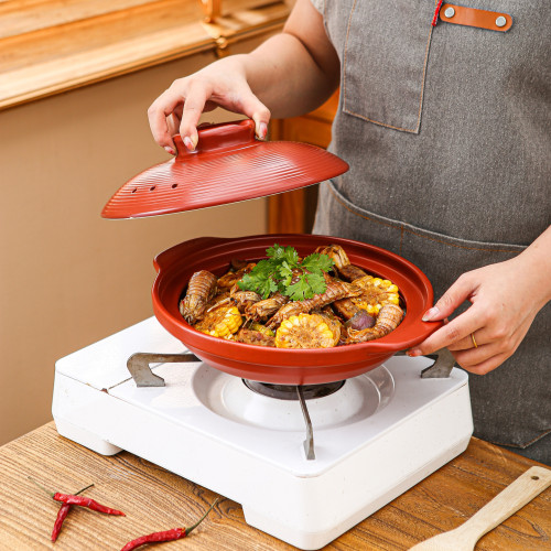 天戈大口紅色砂鍋耐高溫陶瓷乾鍋菜魚頭煲湯煲仔飯瓦斯乾燒淺沙鍋 天戈大口紅色砂鍋耐高溫陶瓷乾鍋菜魚頭煲湯煲仔飯瓦斯乾燒淺沙鍋