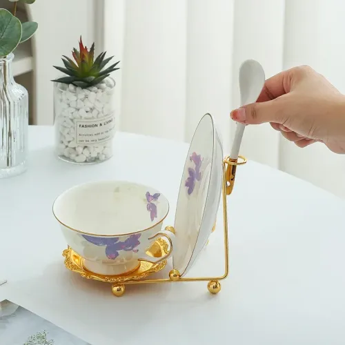 鐵藝杯架下午茶咖啡杯碟收納酒杯托盤收納家用茶杯展示架 鐵藝杯架下午茶咖啡杯碟收納酒杯托盤收納家用茶杯展示架