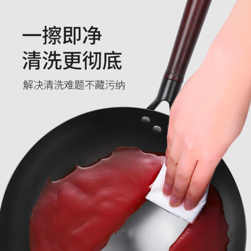 舌尖款老式炒菜鍋無塗層不沾鍋圓底30cm鐵鍋